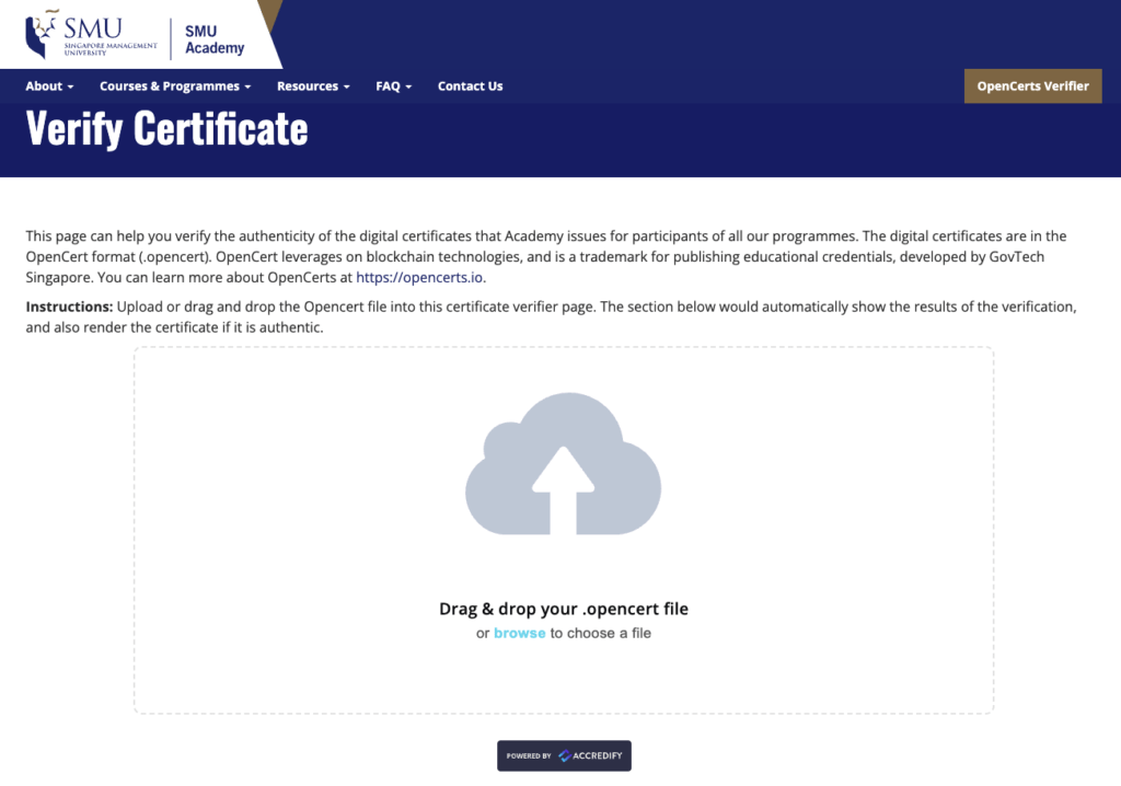 SMU Verification of Certificate Portal