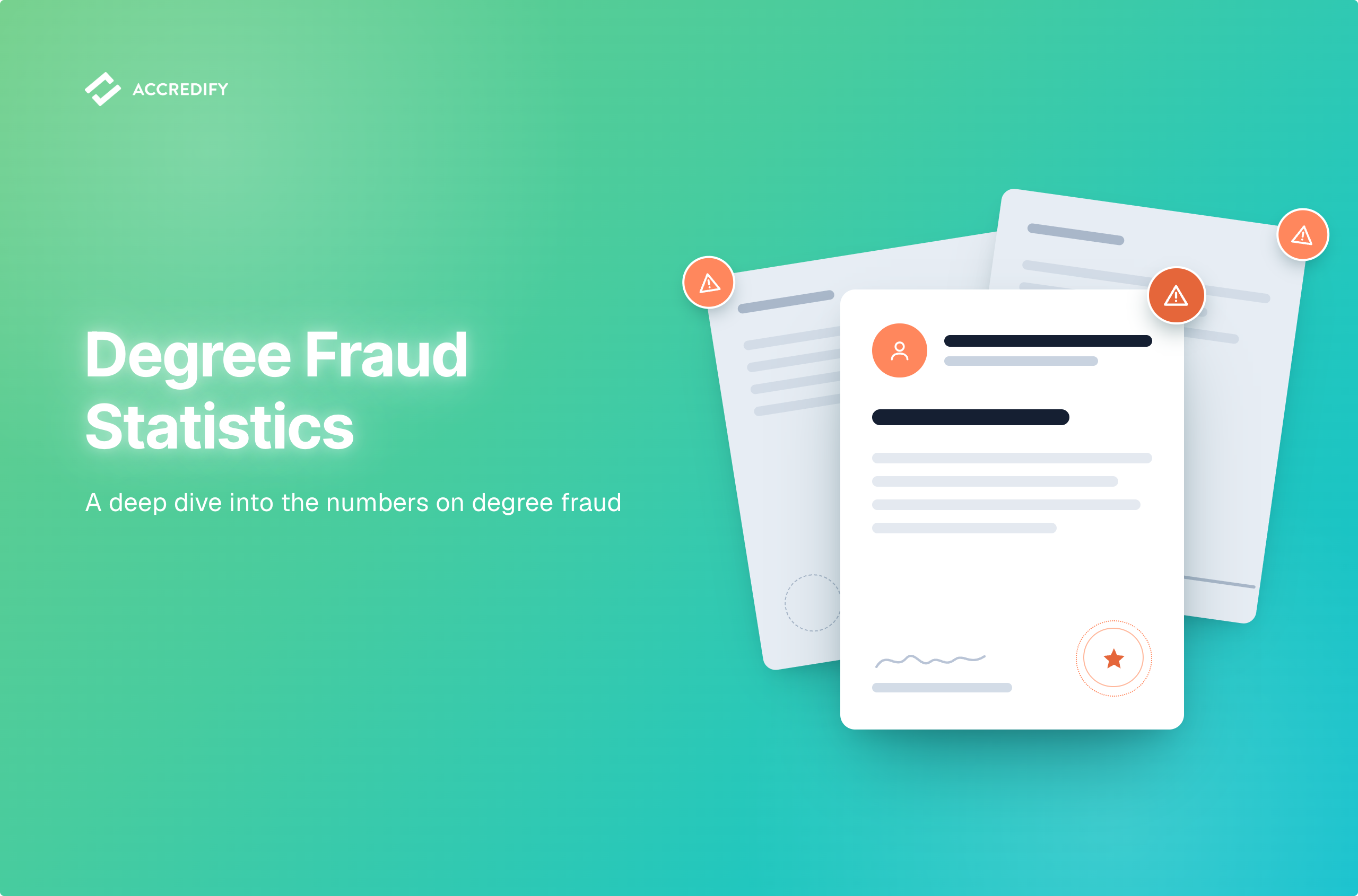 Degree fraud statistics: a stack of academic certificates, the front one complete and the two behind it missing a seal and a signature